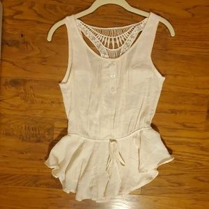 Papaya cream strapless blouse with flared waist